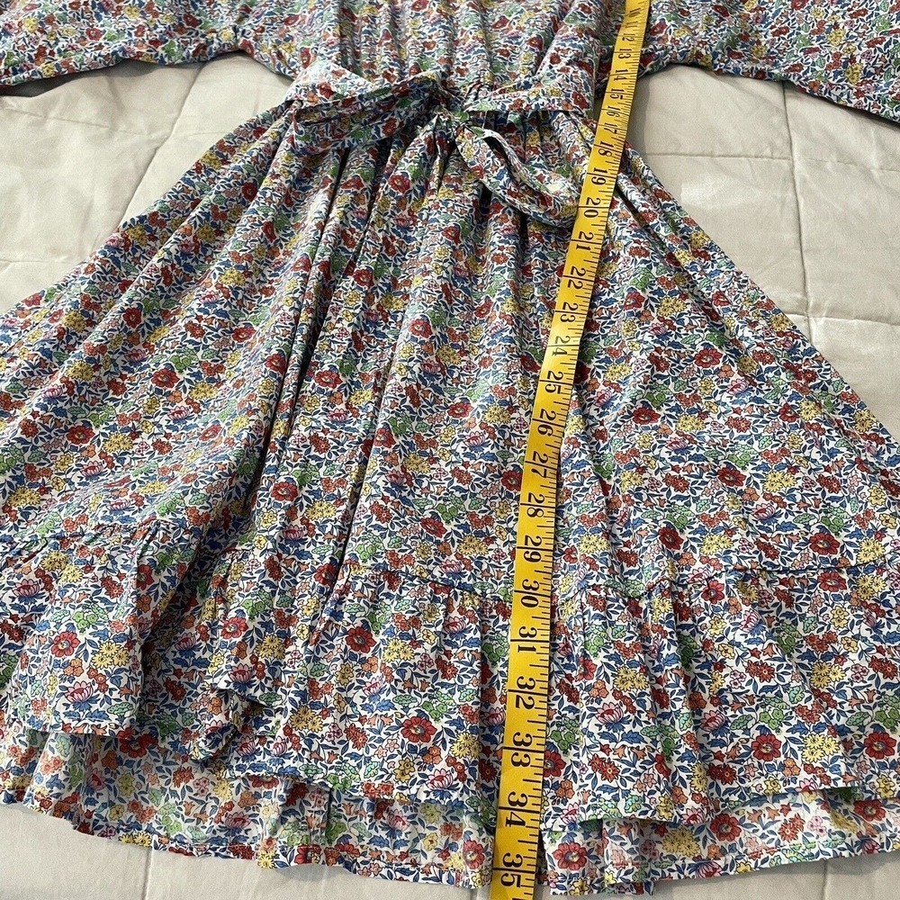 J. Crew Dress Tie-Waist Mini Dress Size S Ditsy Floral L7113 Dolman 3/4 … - Picture 6 of 9